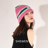 Daiiibabyyy Winter Men Warm Striped Knitted Beanie Hip Hop Cycling Cotton Knit Hat Women Acrylic Ski Cap Skullcap Skullies Gorras