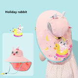 Daiiibabyyy Kids Children Summer UPF 50+ UV Protection Outdoor Beach Sun Hat Boy Girl Swim Cover Flap Cap Adjustable Neck Cover Cartoon Hats