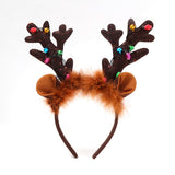 Daiiibabyyy LED Christmas Antler Headband Reindeer Light Up Headband Luminous Flush Hair Hoop Children Party Costume Cute Xmas Decoration