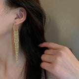Daiiibabyyy Trendy Long Tassels Drop Earrings Full Shiny Rhinestone Dangle Earrings For Women Girls New Piercing Ear Accessories Jewelry
