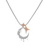 Daiiibabyyy Hip hop Titanium Steel Melting Moon Star Pendant Necklace for Women Men ins y2k Grunge Male Necklace Jewelry Teenager Gift
