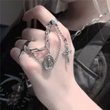 Hiphop Punk Silver Color Long Tassel Chain Rings for Women Men Fashion Metal Adjustable Open Finger Rings Set Gift Jewelry daiiibabyyy