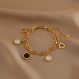 Daiiibabyyy Luxury Famous Brand Jewelry  Gold color Stainless Steel Roman numerals Bracelets & Bangles Female Charm Bracelet For Women