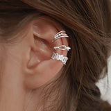 Daiiibabyyy Shiny Crystal Ear Cuff Earring For Women Chic Simple Zirconia Gold Color Fake Piercing Cuban Link Chain Cartilage Earing Jewelry