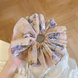 Daiiibabyyy Ruoshui Woman Summer Chiffon Large Scrunchies Girls Hair Ties Women Hair Accessories Ornaments Elastic Hairband Headwear