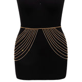 Lacteo Fashion Multi-layer Tassel Waist Chain For Women Female Sexy Golden Thin Chain Rhinestones Decor Body Chain Jewelry Gifts daiiibabyyy