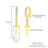 Daiiibabyyy Gold Color Piercing Pendant Hanging Earrings for Women Trend Rivet Sword Butterfly Ankh lobe Hoop Earing Ear Accessories Jewelry