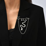 Unique Design Silver Color Tassel  Snake Brooches Women Men Luxury Metal Snake Animal Pins Party Casual Fashion Jewelry Gifts daiiibabyyy
