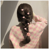 Recommended! Pink Love Heart-Shaped Hairpin 5 PCs Sweet Cute Girls' Hair Accessories Side Clip Super Fairy Flowers Headdress daiiibabyyy
