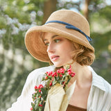 Hepburn Style Straw Hat Women Age Reduction Curly Edge Sun Hat Female Summer Beach Hat Japan Holiday Party Cap UPF50+ daiiibabyyy