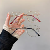 Vintage New Oval Metal Frame Glasses Women Fashion Optical Myopia Blocking Eyewear Popular Reading Anti-blue Light Eyeglasses daiiibabyyy