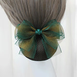 Daiiibabyyy New Ladies Professional Organza Bow Hair Nets Hairgrips Bank Nurse Staff Fine Snood Bun Women Summer Ornament Snap Hairclips