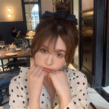 Daiiibabyyy Fashion Rose Bow Clip for Women's Hair Accessory Elegant Headwear Solid Color Clip Art Bow for Polytail Summer Korean Hair Tie