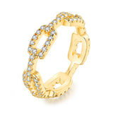 Daiiibabyyy Chic Cuban Link Chain Rings for Women Shiny Ice Out Zirconia Tennis Ring Micro Pave Crystal Fashion Accessories Hip Hop Jewelry