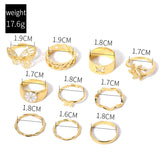 Daiiibabyyy 10 Pcs/Set Fashion Gold Butterfly Rings Set Vintage Flower Rings party jewelry accessories