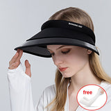 Daiiibabyyy Women Empty Top Hat Summer Visor Foldable Cap Female Hiking Outdoor Sports Solid Anti-UV Beach Hats Fishing Camping Caps