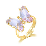Daiiibabyyy Double Fair Adjustable Rings For Women Aesthetic Jewellry Butterfly Party Christmas Gift Cubic Zirconia Fashion Jewelry R025