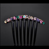 Daiiibabyyy Vintage Flower Crystal Hairclips Fashion Hair Combs Plastic Shiny Hairpins for Women Hair Accessories Bun Headdress