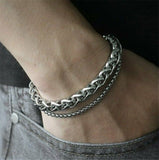 Daiiibabyyy Retro Ough Guy Men Double Deck Chain Charm Bracelets Titanium Steel Fine Jewelry For Women New Users Bonus Free Shipping Items