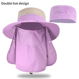 Daiiibabyyy Double Top design 4PCS Design Bucket Hats women men big brim hiking cap Detachable mesh couple fishing hat foldable sun hat 9216
