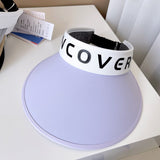 Daiiibabyyy Technology Sunscreen Series Big Cover Printing Empty Top Visor Cap Women Summer Breathable Headband Cap Ice Silk Cold Sun Cap