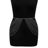 Lacteo Fashion Multi-layer Tassel Waist Chain For Women Female Sexy Golden Thin Chain Rhinestones Decor Body Chain Jewelry Gifts daiiibabyyy