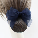 Daiiibabyyy New Ladies Professional Organza Bow Hair Nets Hairgrips Bank Nurse Staff Fine Snood Bun Women Summer Ornament Snap Hairclips