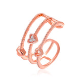 Daiiibabyyy Heart  Rhinestone Rings for Women Lovely Adjustable Inlaid Zircon Ring Shiny Crystal Cubic Zirconia Geometric Fine Jewelry