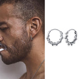 Daiiibabyyy Hoop Earring Mens, Viking Coiled Rope Huggie Hoop Earing ,Stainless Steel Hoops Earrings,for Men Jewelry