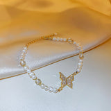 Freshwater Pearl Micro-encrusted Zircon Bracelets Fashion Simple Green Round Fu Word Red Pixiu Pendant Bracelets Women Jewelry