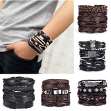 Men Bracelets Vintage Multilayer Leather Braid Bracelets Bangles Star Leaf Owl Handmade Rope Wrap Bracelets Male Gift Jewlery daiiibabyyy