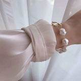 KMVEXO Baroque Irregular Simulated Pearls Gold Color Bracelets for Women Girls Summer Party Wedding Jewelry Bangles Gifts daiiibabyyy