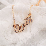 New Fashion Luxury Gold-Color Queen Crown Chain Necklace Zircon Crystal Necklace Women Fashion Jewelry Birthday Present Gifts daiiibabyyy