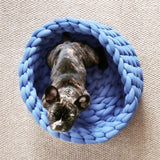 Pet Kennel Pet Dog Cat Hand-woven Bed Handmade Knit Nest House Puppy Kitten Cave Basket Sleeping Bag Dogs Kennel Supplies daiiibabyyy