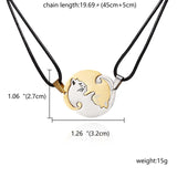 Animal Pendant Black White Cat Stitching Necklace Simple Friendship Gift Heart Shape Gold White Cat Cute Couple Jewelry Necklace daiiibabyyy