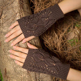 La MaxPa Women Gloves Stylish Hand Warmer Winter Gloves Women Arm Crochet Knitting Faux Wool Mitten Warm Fingerless Gloves k2144 daiiibabyyy