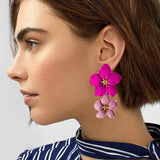 New Design Fashion Jewelry Big Double Flower Mixed Color Earrings For Women Summer Style Party Wedding Exaggerated Earrings daiiibabyyy