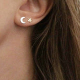 Stainless Steel Animal Heart Star Moon Stud Earrings for Women Korean Minimalist Earrings Jewelry Accessories daiiibabyyy