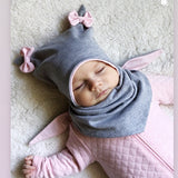 Baby Cotton Hat  Autumn Winter Children's Scarf Hat Sets  Bowknot Ear Baby Girl Boy Warm Beanies daiiibabyyy