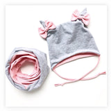 Baby Cotton Hat  Autumn Winter Children's Scarf Hat Sets  Bowknot Ear Baby Girl Boy Warm Beanies daiiibabyyy