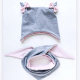 Baby Cotton Hat  Autumn Winter Children's Scarf Hat Sets  Bowknot Ear Baby Girl Boy Warm Beanies daiiibabyyy