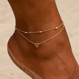 Simple Heart Female Anklets Barefoot Crochet Sandals Foot Jewelry Leg New Anklets On Foot Ankle Bracelets For Women Leg Chain daiiibabyyy