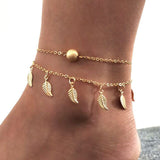 2pcs/set Anklets for Women Foot Accessories Summer Beach Barefoot Sandals Bracelet ankle on the leg Female Ankle daiiibabyyy