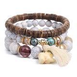 4pcs/set Fashion Multilayer Crystal Lava Stone Beads Wing Tassel Bracelets & Bangles Pulseras Mujer Jewelry for Women Gift daiiibabyyy