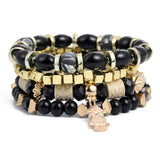 4pcs/set Fashion Multilayer Crystal Lava Stone Beads Wing Tassel Bracelets & Bangles Pulseras Mujer Jewelry for Women Gift daiiibabyyy