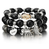 4pcs/set Fashion Multilayer Crystal Lava Stone Beads Wing Tassel Bracelets & Bangles Pulseras Mujer Jewelry for Women Gift daiiibabyyy