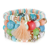 4pcs/set Fashion Multilayer Crystal Lava Stone Beads Wing Tassel Bracelets & Bangles Pulseras Mujer Jewelry for Women Gift daiiibabyyy