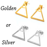 Golden Korean Minimalist Golden Iron Stainless Steel Triangle Stud Earrings for Women Fashion  Jewelry Accessories Gift daiiibabyyy