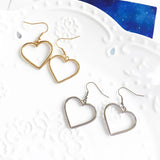 Drop Earrings Women Fashion Hot Sale Hollow Out Silvery Lovely Jewelry Golden Heart Alloy Drop Girls High Quality Accessories daiiibabyyy
