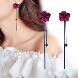 Retro green flowers Tassel earrings temperament long pendant ear pendant style lady ear nail daiiibabyyy